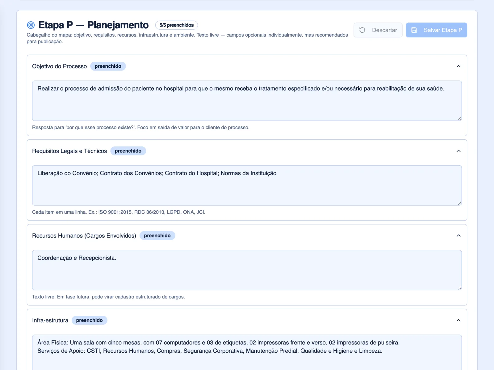 Aba Planejamento: objetivo, requisitos, recursos e condições do ambiente